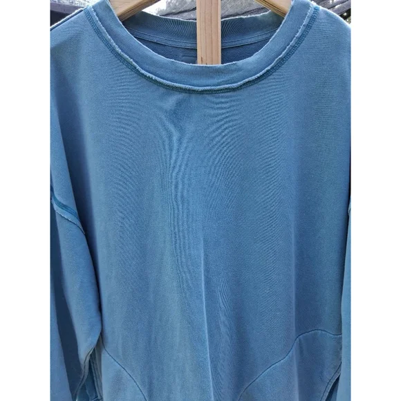 Free People Movement Metti Crewneck Sweatshirt M Dusty Teal Blue - Picture 2 of 11